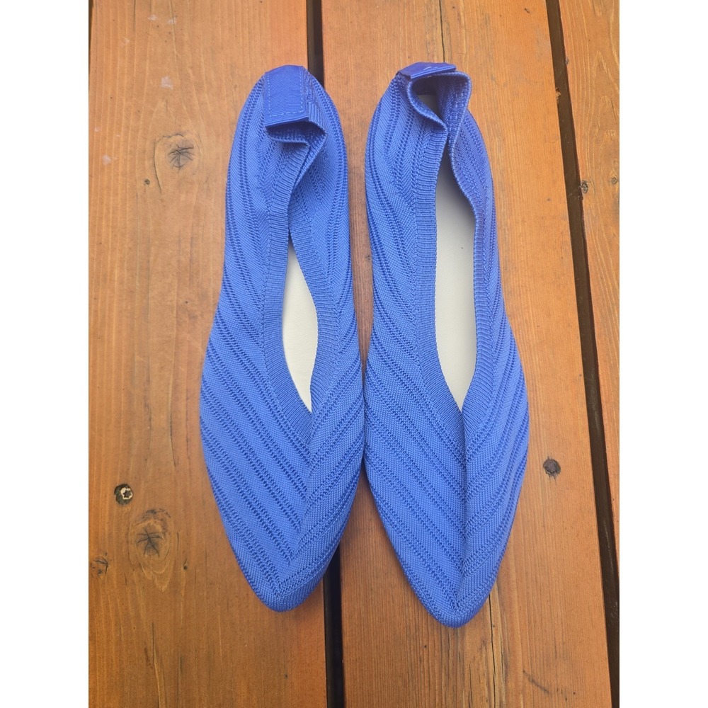 NIB Women Blue Knit Ballet Flats Size 12W New Pointed Toe Slip On Comfort Shoes